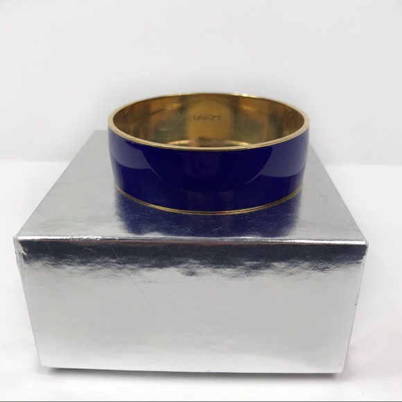 J. Crew Jewelry - J. Crew Enamel Blue / Gold Thick Bangle Bracelet